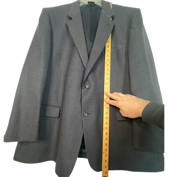 Pronto Uomo Mens 50L Plaid Wool Blazer 2 Button Big&Tall Dinner Jacket Navy Blue - Picture 7 of 8